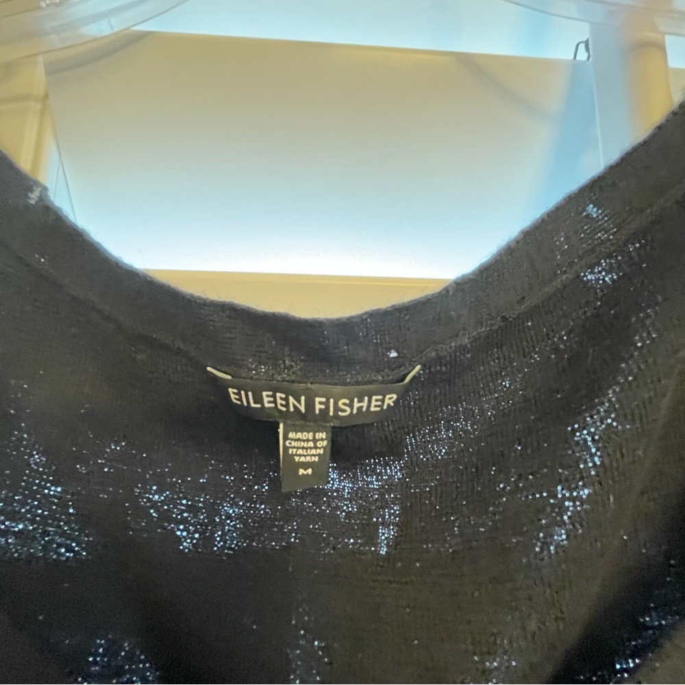 Eileen Fisher Black Sequin Sleeveless Tank Top - Picture 4 of 7